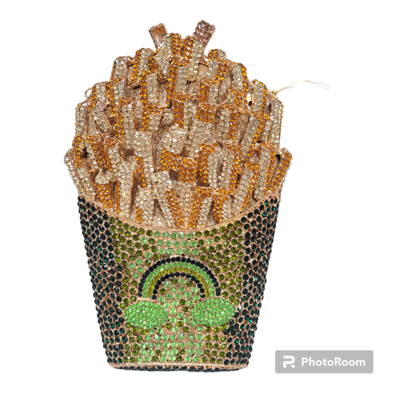 Evening luxury crystal clutch purse rhinestone handbag French Fries Green eBay