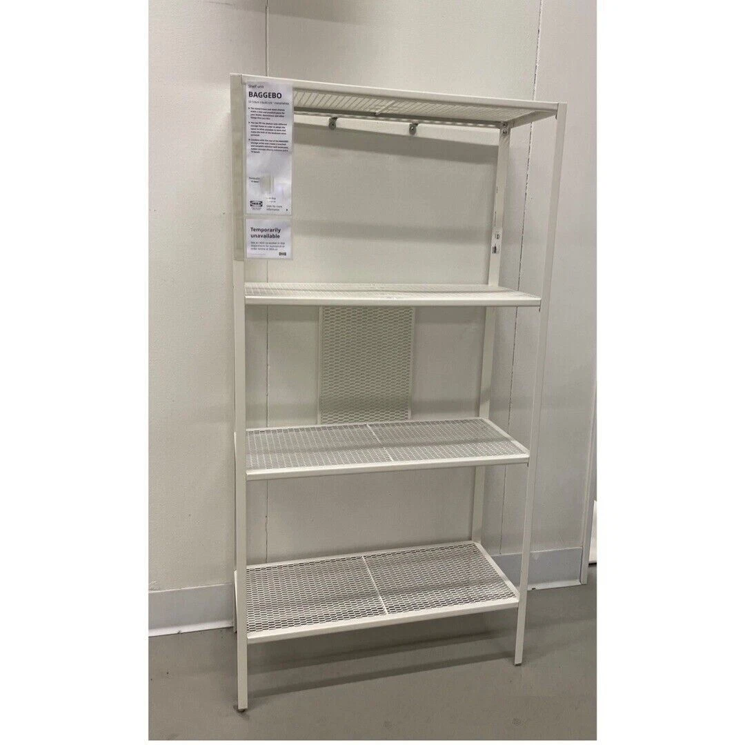 Ikea BAGGEBO Shelving Storage Unit Metal. White 60x25x116cm