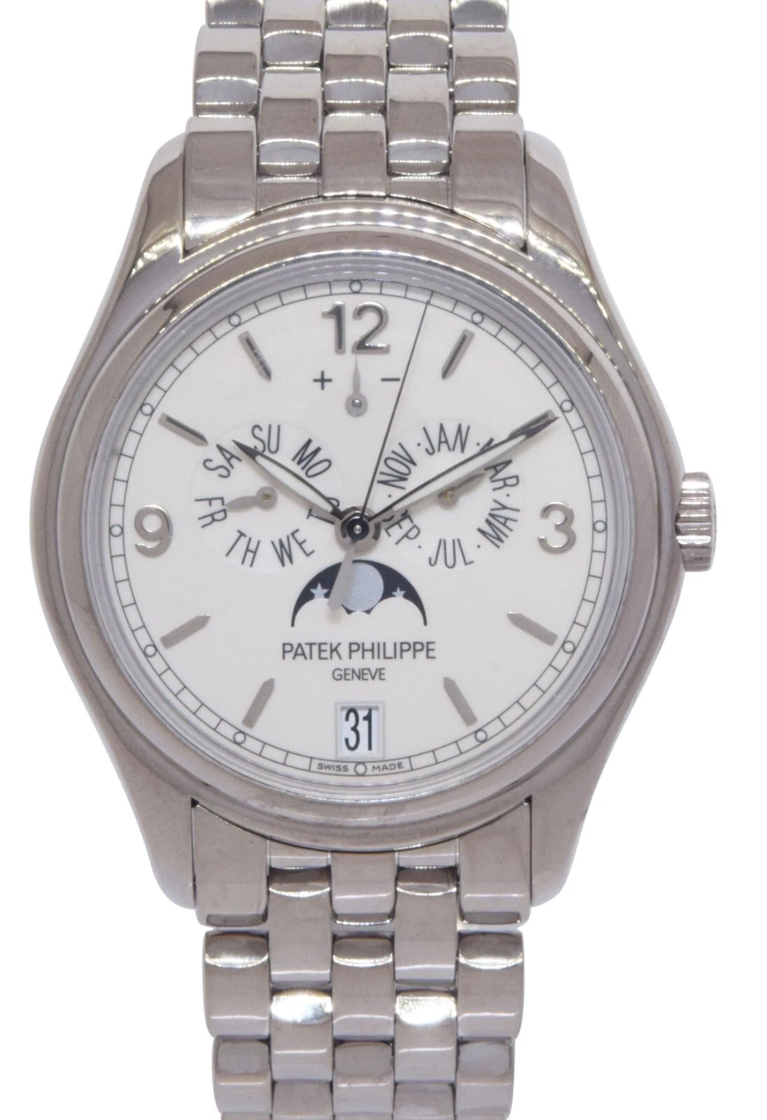 Patek Philippe — Patek Philippe Annual Calendar 18k White Gold Moon Phase 39mm Watch B/P 5146/1G