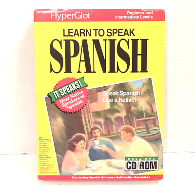 Hyperglot Learn To Speak Spanish 1993 CD Rom Windows Mac Vintage Software