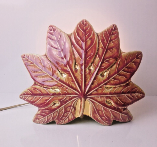VTG MCM 1950's Underwriters Laboratories Inc Ceramic Leaf Portable Lamp WORKS! - Picture 2 of 9