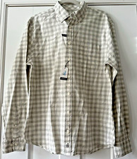 Johnnie O NWT Men's Medium Light Gray Checked Buttondown Shirt Watts LS NWT 128
