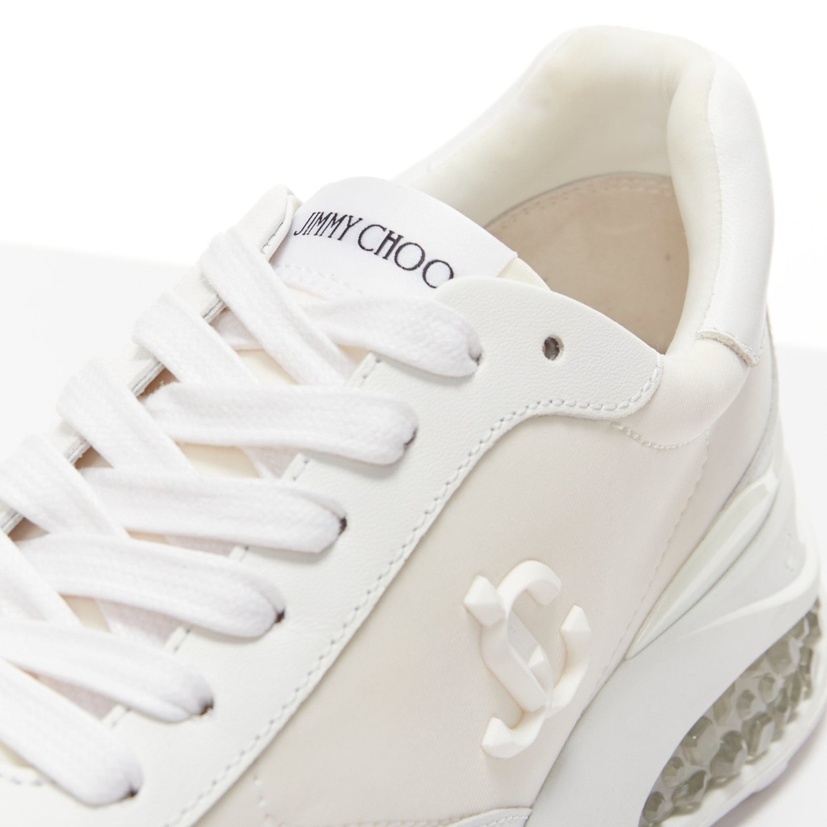 JIMMY CHOO Memphis white JC logo clear debossed crystal dad JIMMY CHOO Memphis white JC logo clear debossed crystal dad