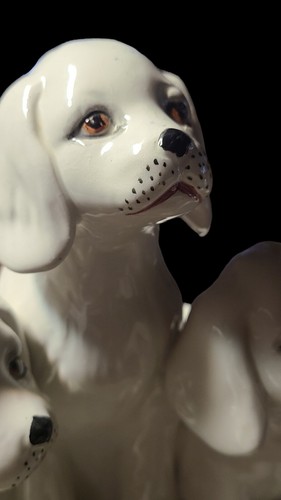 MID CENTURY ITALIAN MAJOLICA 3 PORCELAIN DOGS ON A PILLOW FIGURE HANDPAINTED ART - Picture 8 of 10