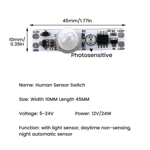 2X(DC 5-24V 12V PIR Motion Sensor Module Human Movement Sensor Detector2206 - Picture 7 of 7