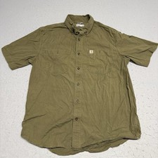 Carhartt Men  s Relaxed Fit Button-Up Work Shirt Size Large Regular In Green