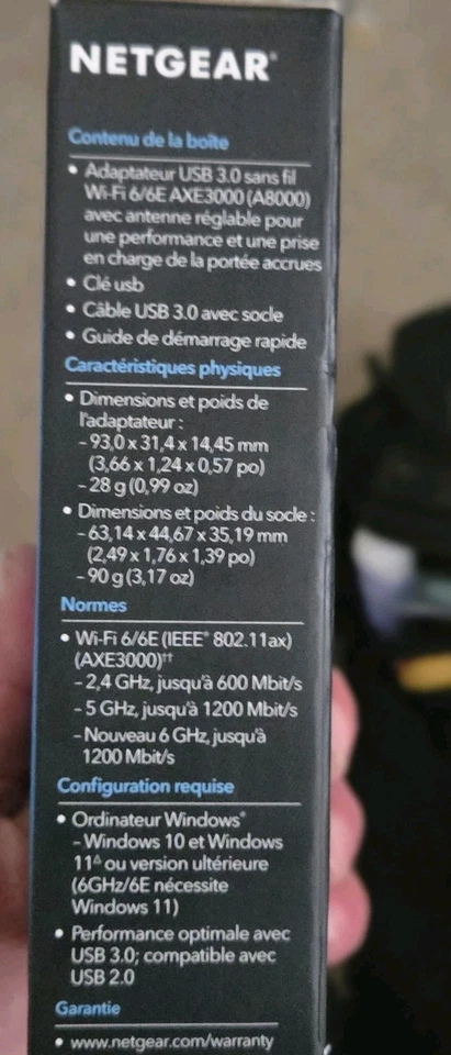 NETGEAR - Nighthawk AXE3000 Tri-Band Wi-Fi 6E USB 3.0 Adapter - Black Brand New! - Image 2 of 4