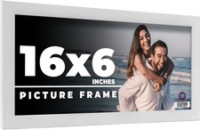 16x6 Frame White Wood Picture Photo Frame with UV Acrylic and Acid Free Backing