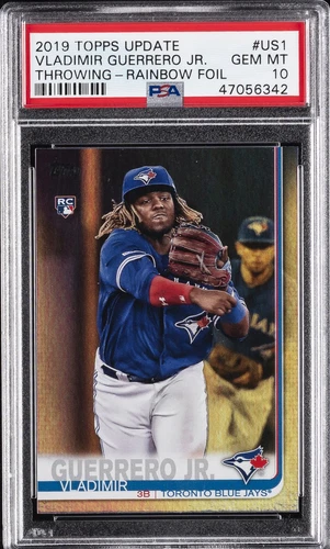 2019 TOPPS UPDATE THROWING-RAINBOW FOIL VLADIMIR GUERRERO JR. ROOKIE RC PSA 10