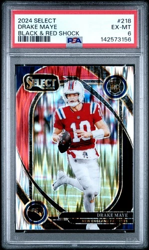 2024 PANINI SELECT BLACK & RED SHOCK #218 DRAKE MAYE ROOKIE RC PSA 6