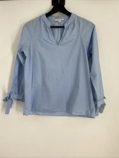 Madewell Striped V Neck Shirt Women’s XS Blue/White Lagenlook Preppy Grunge 837