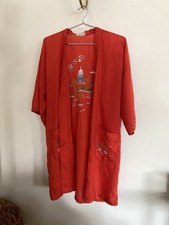 Vintage Health Asian Chinese Embroidered Kimono Robe red Sz small SEE PICS
