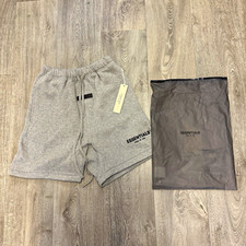 Essentials Fear of God Men's Gray Cotton Sweat Shorts Logo Drawstring XS