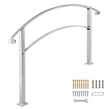 Uimoso 3FT Wrought iron Handrail Matte White Fit 3 Steps Adjustable