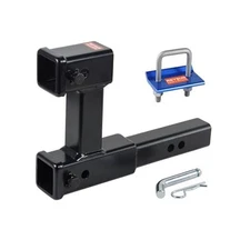Dual Hitch Receiver with 7-1/2 inch Rise/Drop, Hitch Extender with Anti-Rattle 
