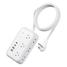 Power Strip 6 Outlet 4 USB Charging Station USB C Port 5 FT Flat Plug Cord