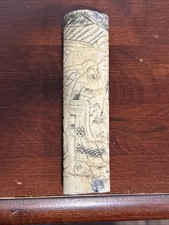 Antico Tsuka Bo-vine giapponese intagliato a mano periodo Meiji 1868-1912