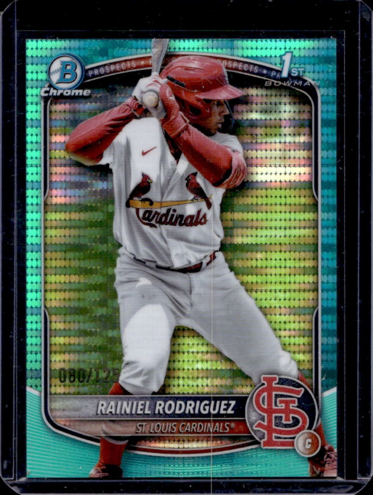 2025 Bowman Chrome Rainiel Rodriguez Aqua Pulsar Refractor 1st #80/125