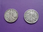 L0T OF TWO 1942 WALKING LIBERTY HALF DOLLAR COINS 90% SILVER ESTATE WL42-1-2