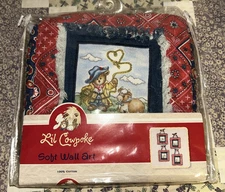LIL COWPOKE SOFT WALL ART  Denim Plaid Cows Horses Roping Bears Nursery Art