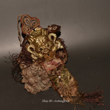 Collect Antique Nepalese Pure Copper Dragon Beast Face Hanging Cloth Ornaments