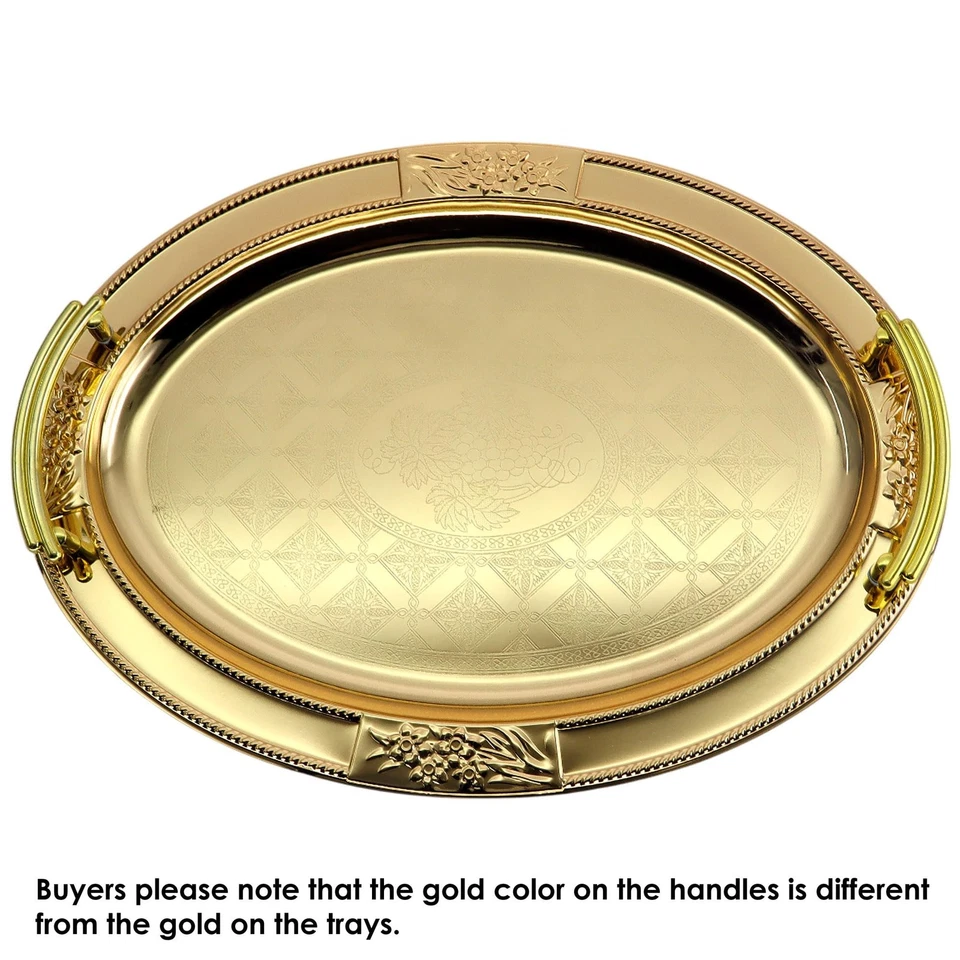 (Pack of 2) 15.2 inch x 11.1 inch Oblong Iron Gold Plated Mirror Serving Tray... - Image 4 of 4