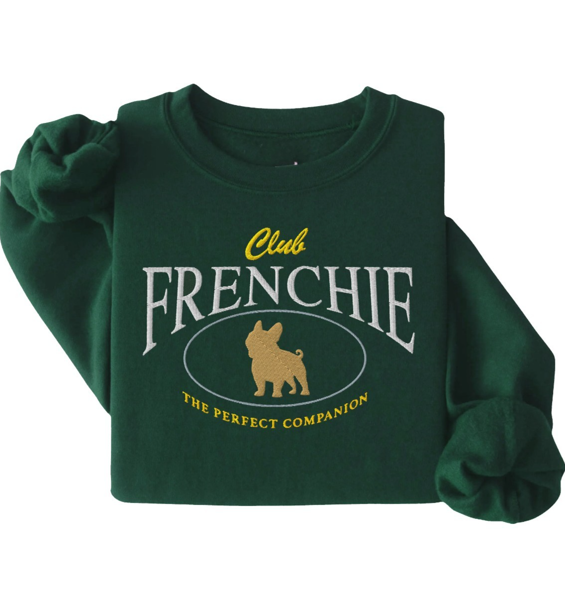 Embroidered Frenchie Unisex Crewneck Sweatshirt - Vintage Style Dog Sweater