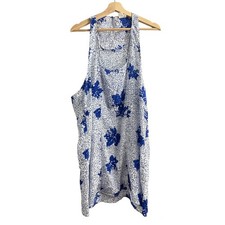 Urban Renewal SMALL Blue White Floral Mini Dress Shift  Sleeveless Sheer UO