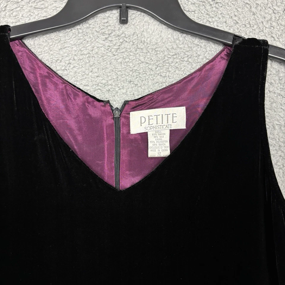 Sophisticate Sheath Velvet Dress Rayon Silk Blend Sheath Embellishments size 12 - Imagem 2 de 4