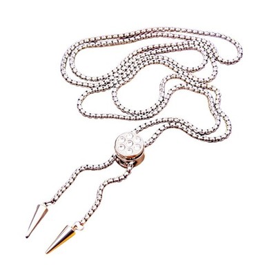Geometric Designs Titanium Steel Adjustable Necklace Cubic Zirconia Neckchain