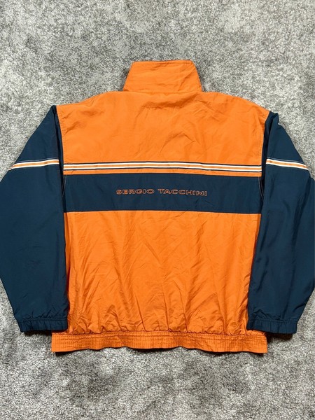 Sergio Tacchini Vintage Windbreaker Orange Navy Colorblock 90s Retro Size L