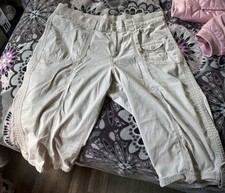 Lee Easy Fit Womens Tan Khaki Stretch Capri Pants Size 16M Elastic Waist Cargo