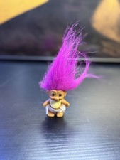 Russ Vintage Mini Troll Doll Purple Hair White Diaper Bib Item 18345