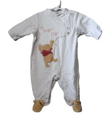 Y2K 90s Baby  Oh Happy Day  Pooh Bear Disney Footie Pajamas Cotton Sleeper