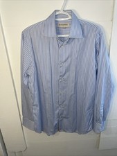 Banana Republic Mens Dress Shirt Small S 14-14.5 / 32-33 Blue Stripe B