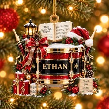 Personalized Snare Drum Acrylic Ornament, Christmas Tree Decor Xmas Decoration