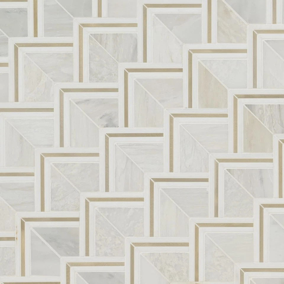 Luxor Kona Gold Stone Metal Mesh-Mounted Mosaic Tile for Bathroom, Kitchen Backs - Image 3 of 4