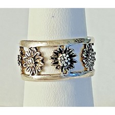 925 STERLING SILVER SUNFLOWER BAND RING SIZE 7 SKY