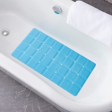 Non Slip Bath Mat 28x14 Inch Foldable Silicone - Safe for Textured Tub
