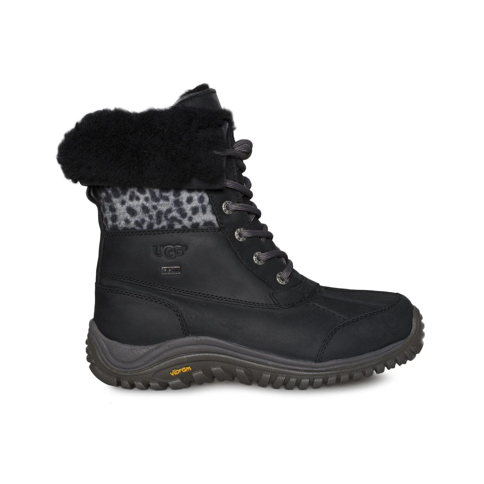 UGG ADIRONDACK II EXOTIC BLACK LEATHER SHEEPSKIN WOMEN'S BOOTS SIZE US 7 NEW