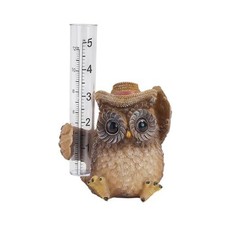Hand Painted Owl Resin Rain Gauge Unique and Functional Garden Accessory