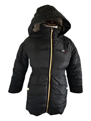 Tommy Hilfiger Women's Sz M Black Quilted Puffer Hooded SKI Jacket