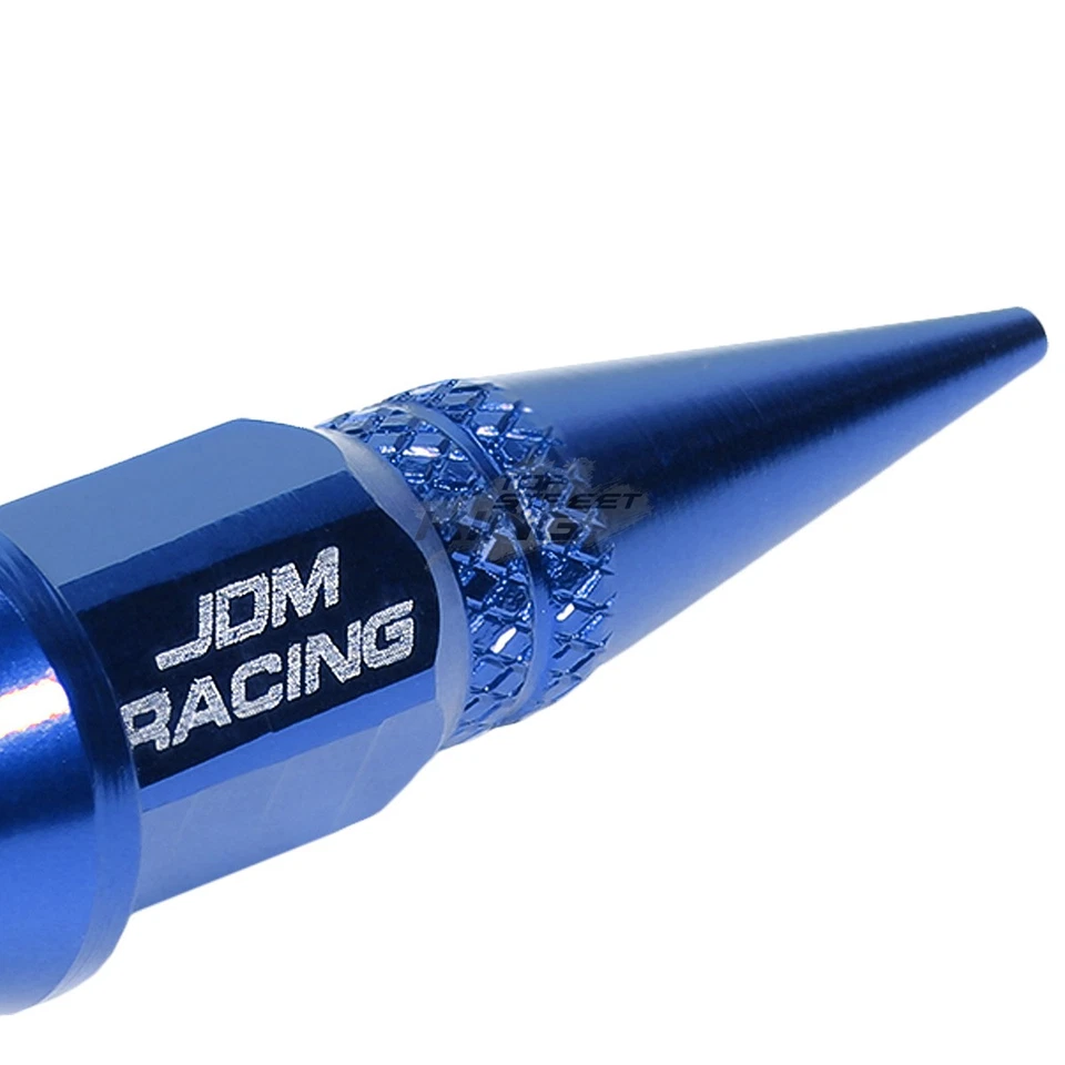 45MM UNIVERSAL ALUMINUM BLUE RIM AIR PORT COVER SPIKY VALVE CAPS 14MM DIAMETER Foto 2 de 4