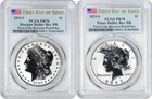 2023-S Morgan and Peace Silver Dollar 2-Coin Reverse Proof Set PR70 FDOI PCGS