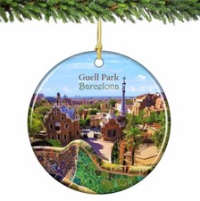 Guell Park Barcelona Spain Christmas Ornament Porcelain 2.75 Inches