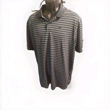 NIKE GOLF POLO SHIRT DRI-FIT WICKING SHORT SLEEVE XL BLACK GRAY STRIPES