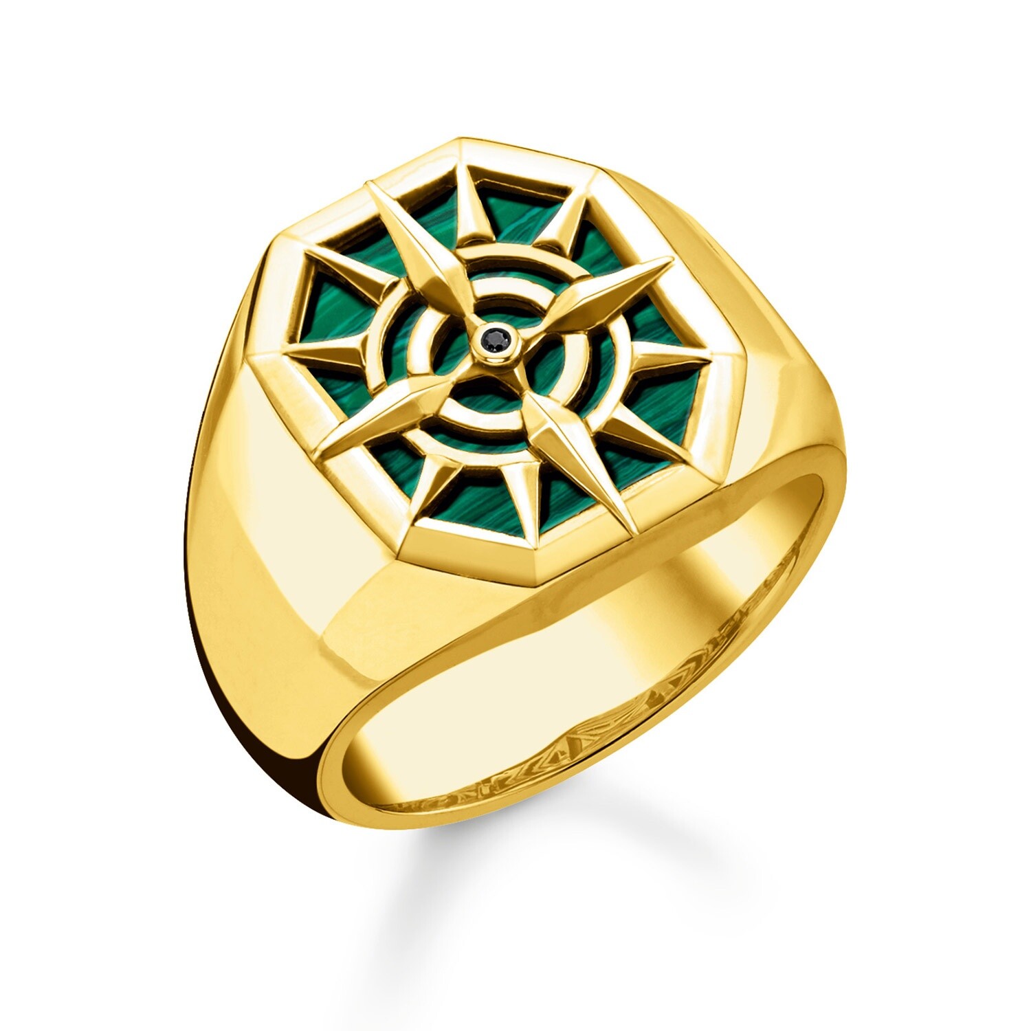 Кольцо ТОМАСА САБО Schmuck Ring Kompass Goldfarben/Grün TR2274-140-6