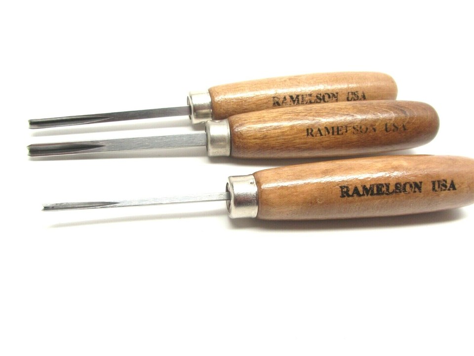 Ramelson Veiner Line V Checkering Wood Carving Hand Chisel Tools 3pc