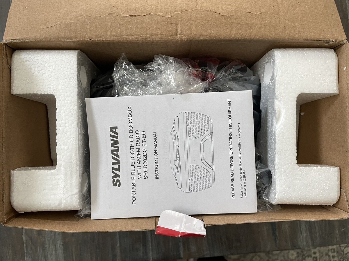 Sylvania Bluetooth CD Boombox AM FM Radio SRCD202-DG-BT-EO