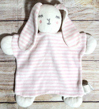 Zara Home Kids Collection Plush Bunny Lovey Security Blanket Pink White Striped